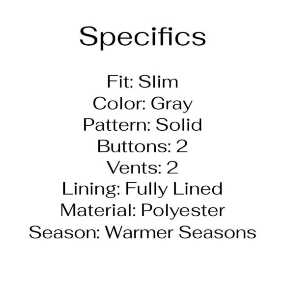 Kenneth Cole 46L Gray Solid 2-Button Sport Coat Blazer Jacket V354 - Picture 4 of 11